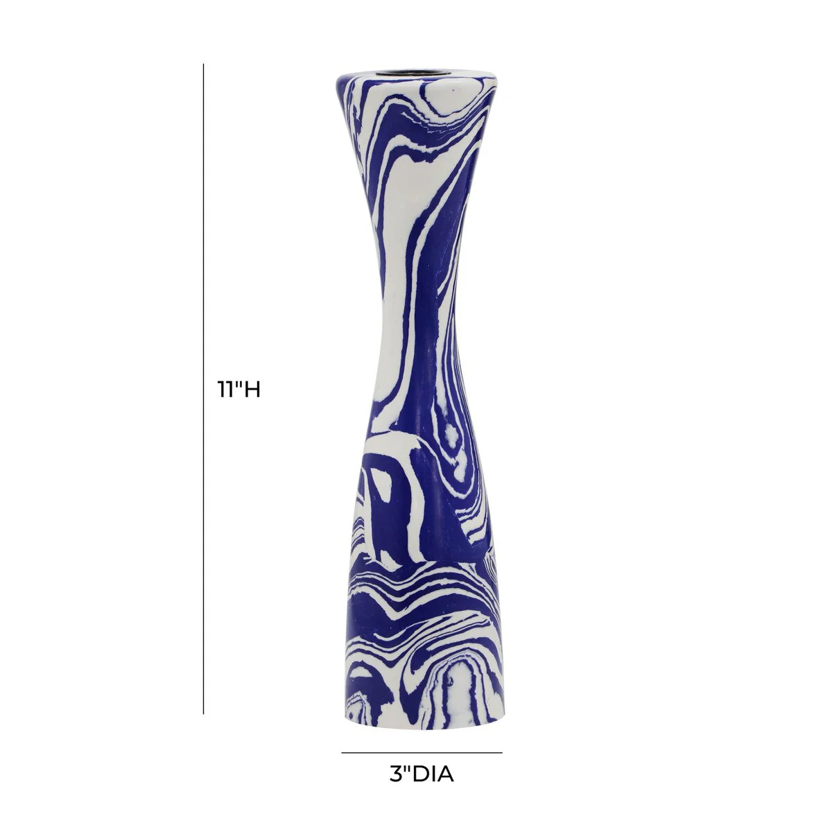 Serene Blue & White Swirl Resin Medium Candlestick - Image 5