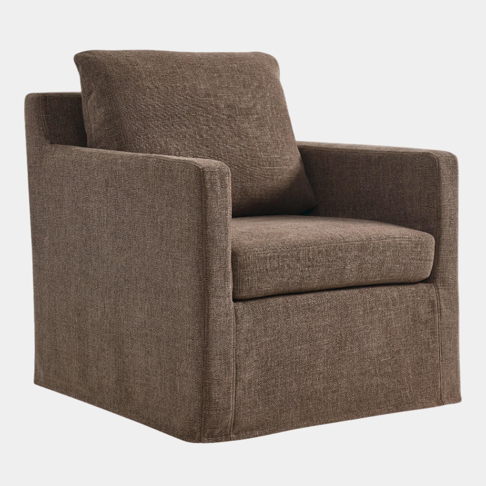 Serene Linen Slipcovered Swivel Armchair - Image 10