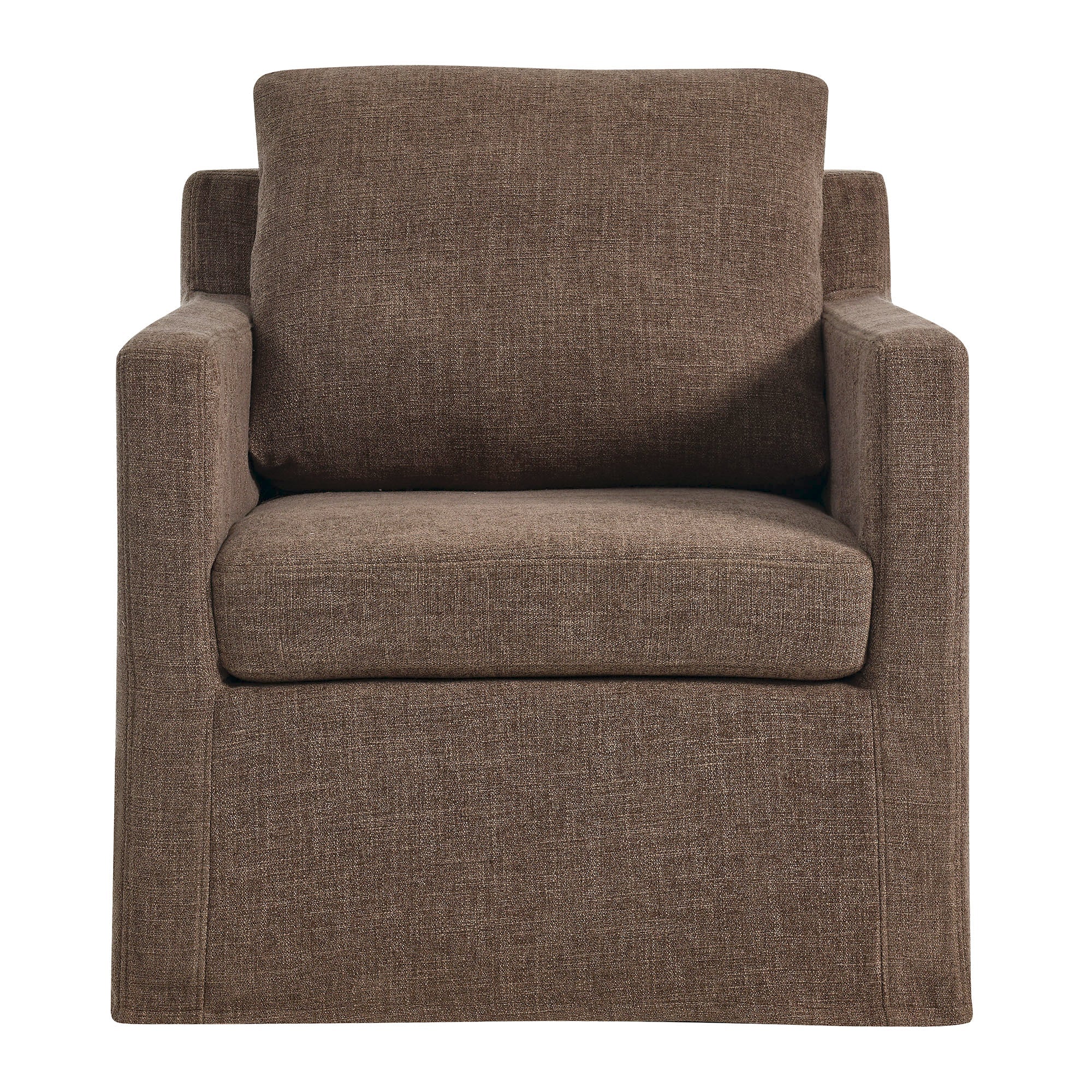 Serene Linen Slipcovered Swivel Armchair - Image 12