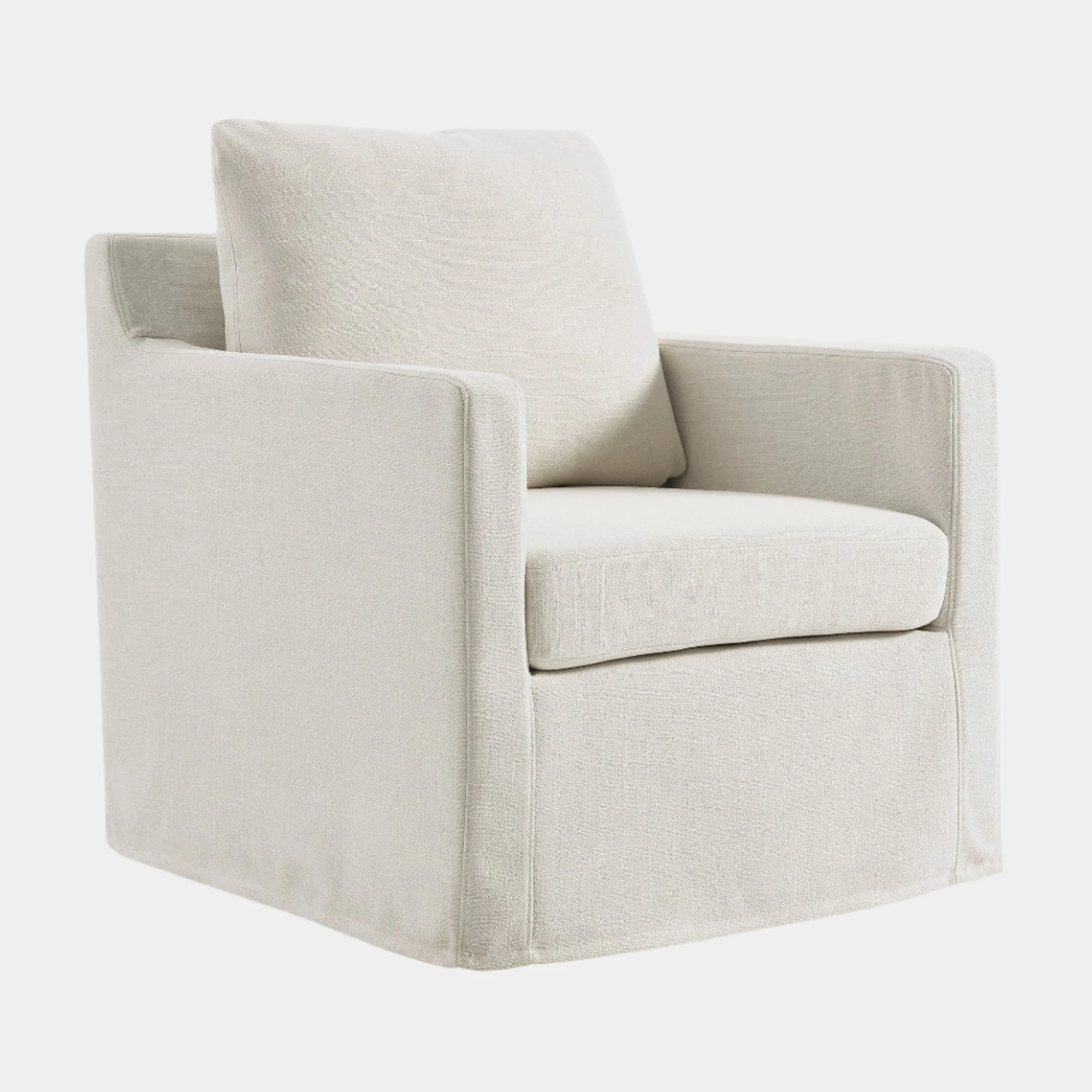 Serene Linen Slipcovered Swivel Armchair - Image 19