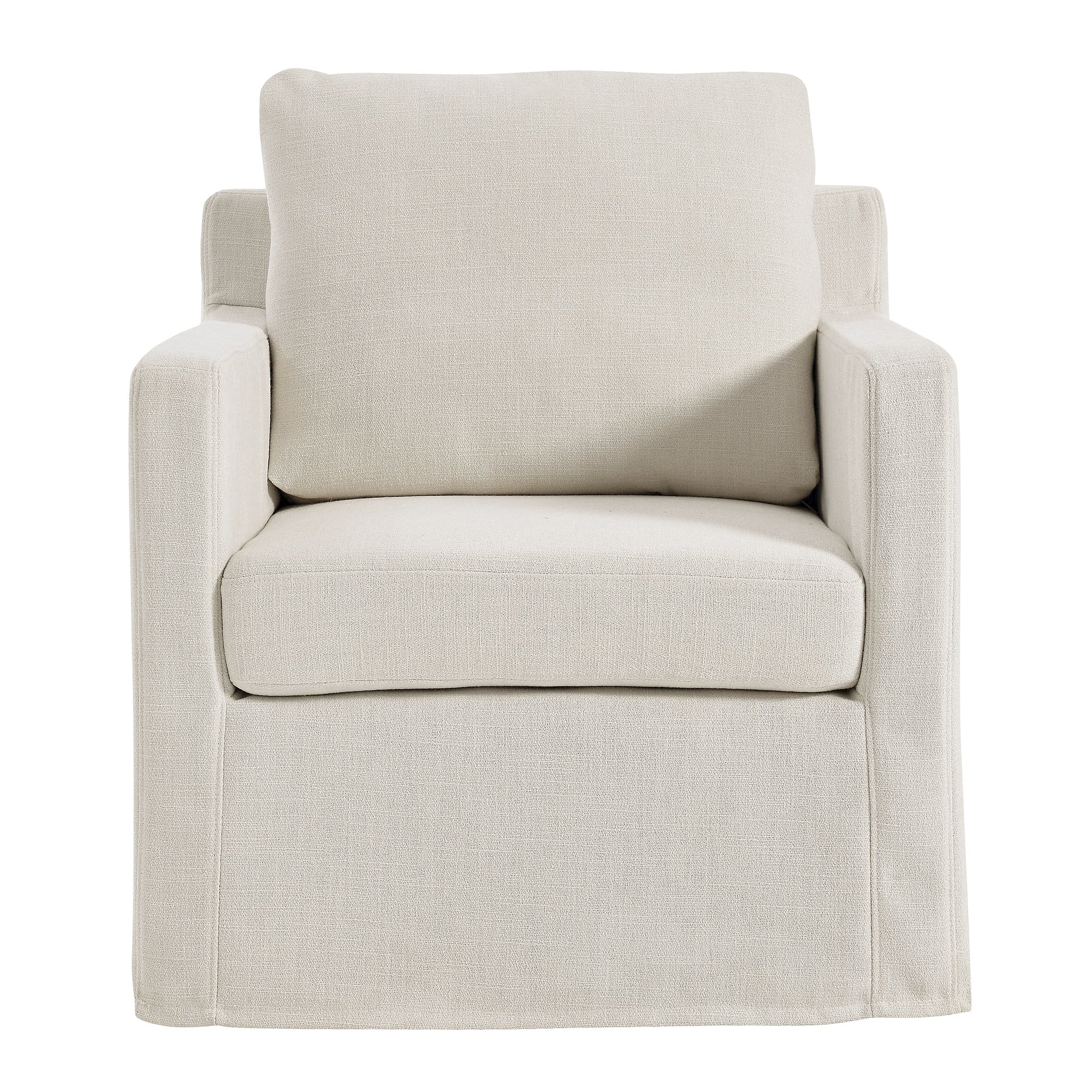 Serene Linen Slipcovered Swivel Armchair - Image 21