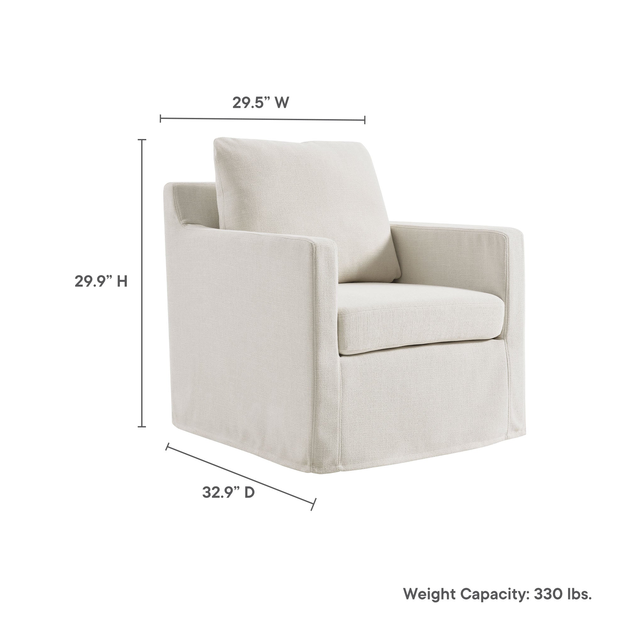 Serene Linen Slipcovered Swivel Armchair - Image 26