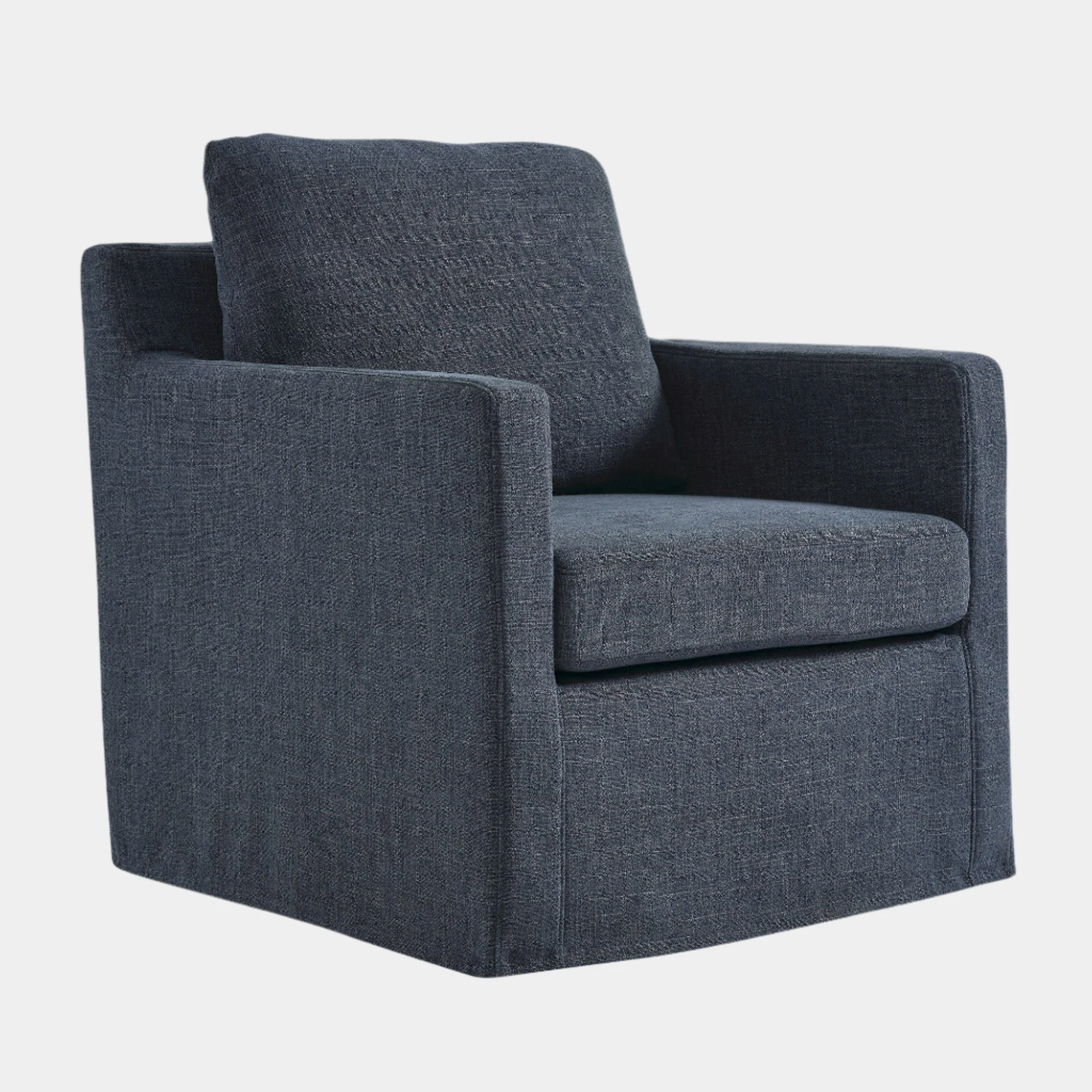 Serene Linen Slipcovered Swivel Armchair - Image 28