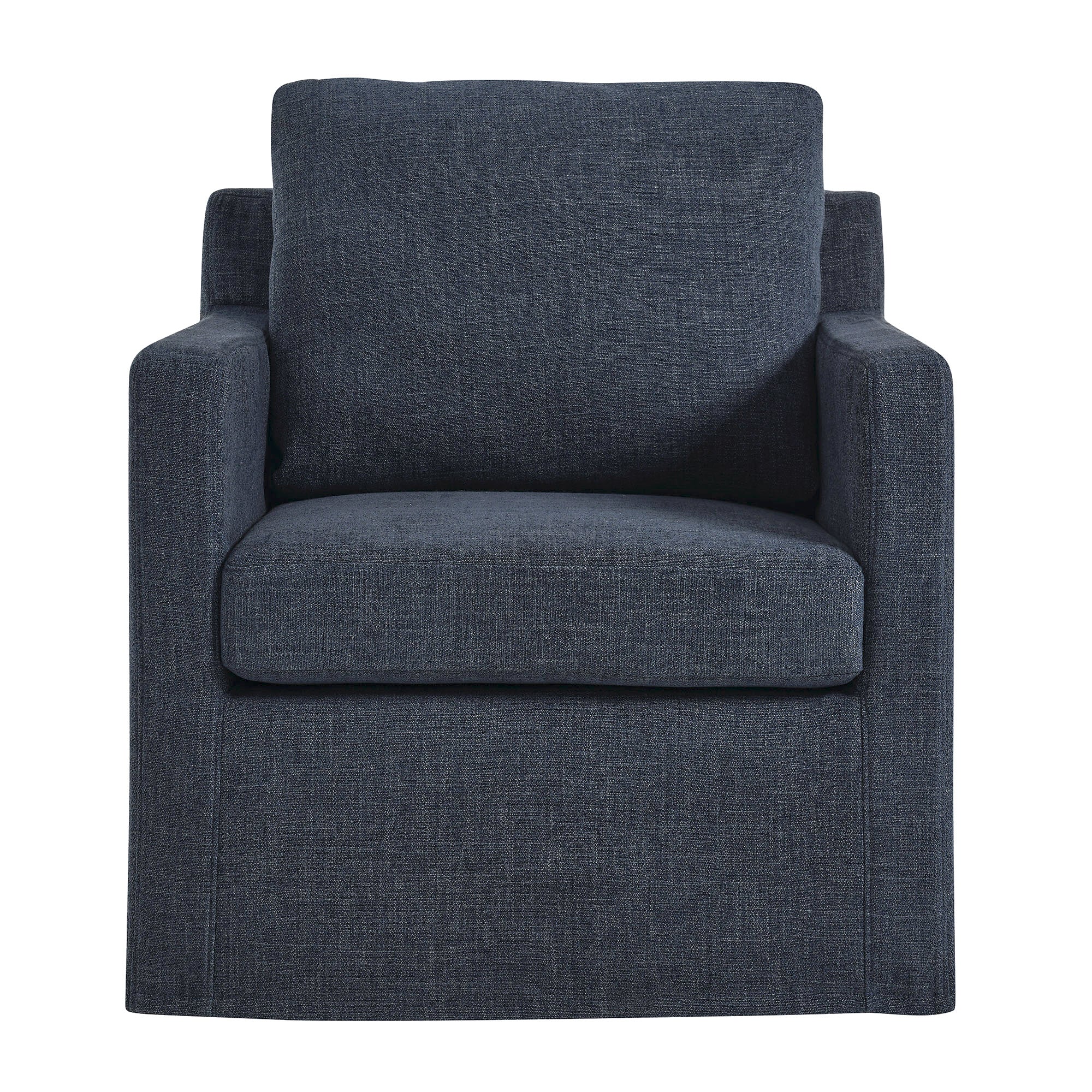 Serene Linen Slipcovered Swivel Armchair - Image 31
