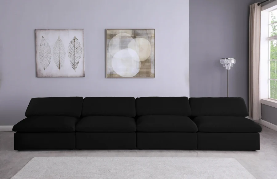 Serene Linen Textured Fabric Deluxe Comfort Modular Armless Sofa - Image 11