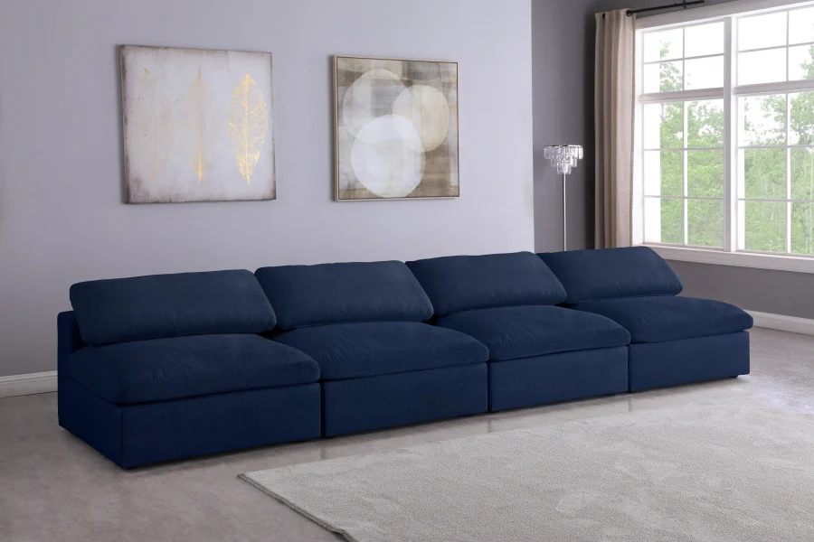 Serene Linen Textured Fabric Deluxe Comfort Modular Armless Sofa - Image 2