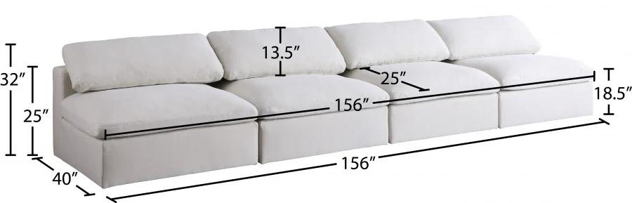 Serene Linen Textured Fabric Deluxe Comfort Modular Armless Sofa - Image 27