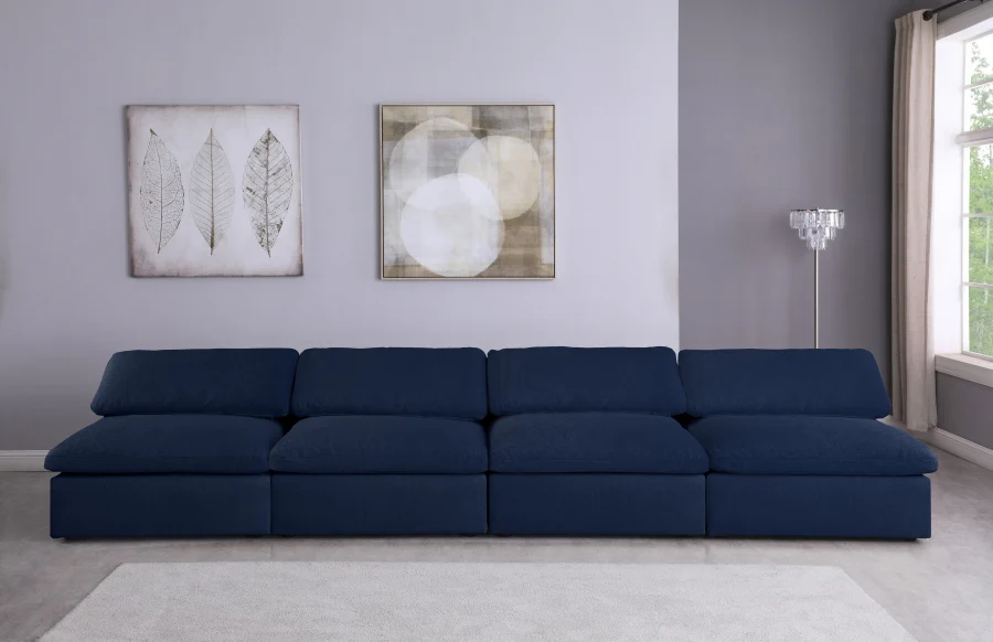Serene Linen Textured Fabric Deluxe Comfort Modular Armless Sofa - Image 3