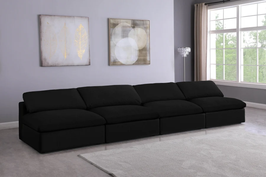 Serene Linen Textured Fabric Deluxe Comfort Modular Armless Sofa - Image 8
