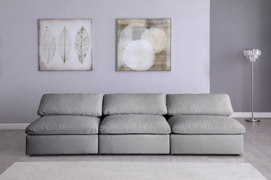 Serene Linen Textured Fabric Deluxe Comfort Modular Armless Sofa - Image 10