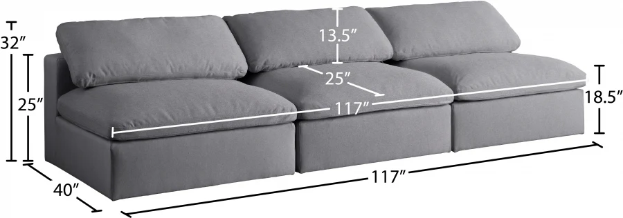 Serene Linen Textured Fabric Deluxe Comfort Modular Armless Sofa - Image 12