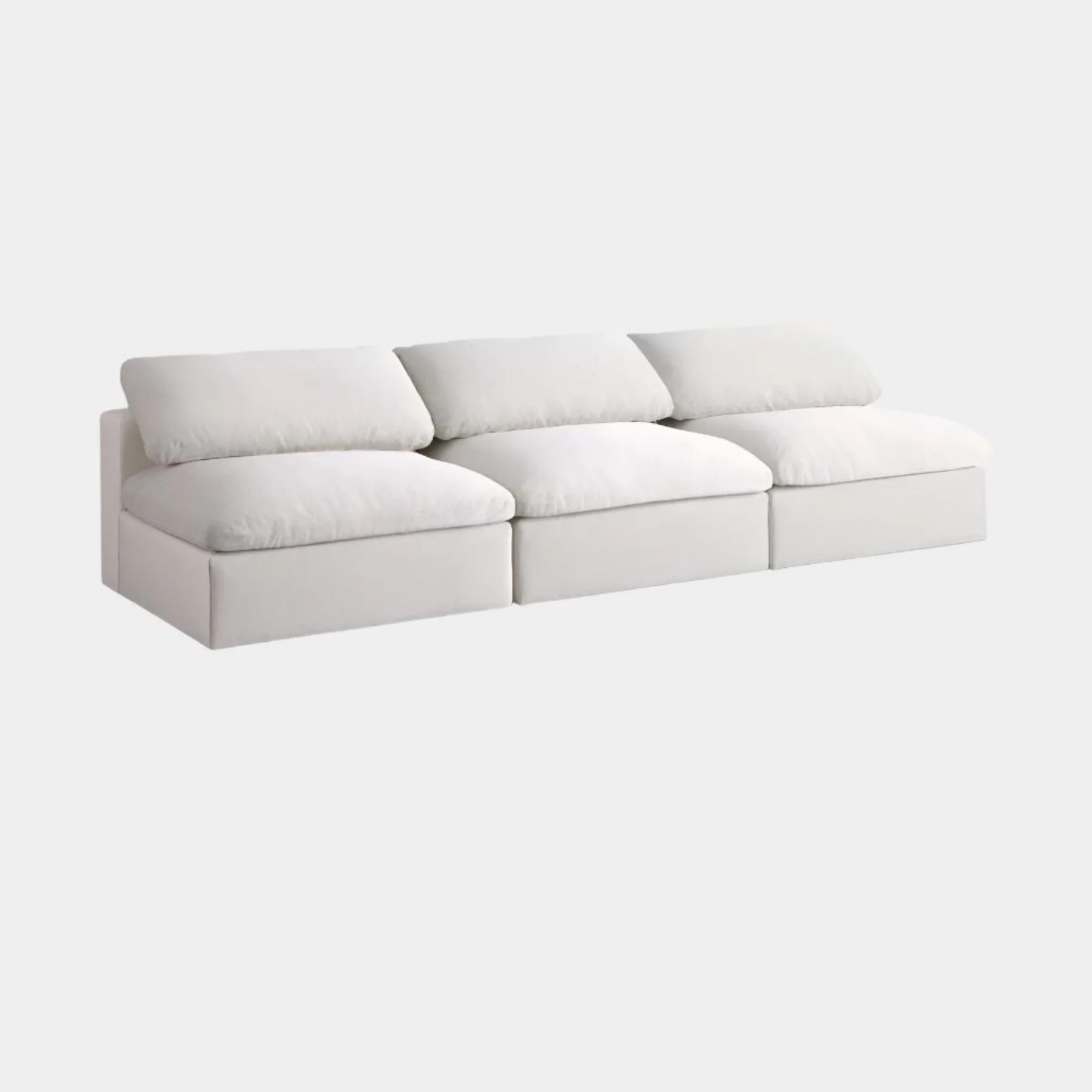 Serene Linen Textured Fabric Deluxe Comfort Modular Armless Sofa - Image 14