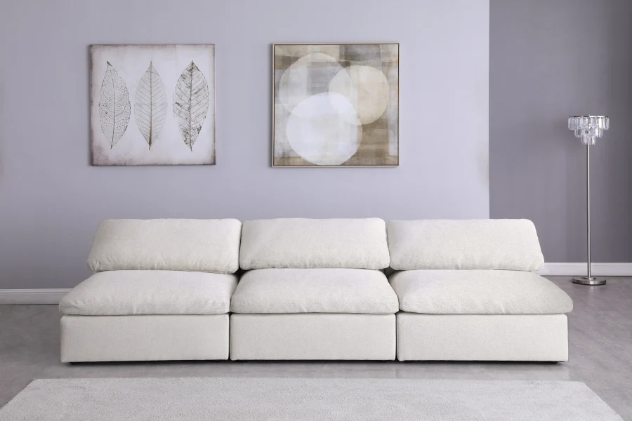 Serene Linen Textured Fabric Deluxe Comfort Modular Armless Sofa - Image 16