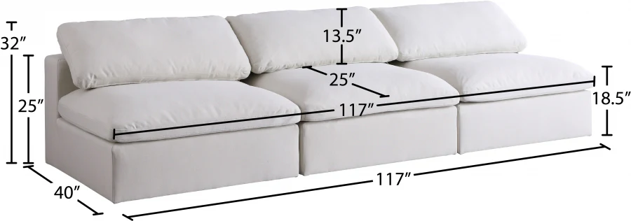 Serene Linen Textured Fabric Deluxe Comfort Modular Armless Sofa - Image 19