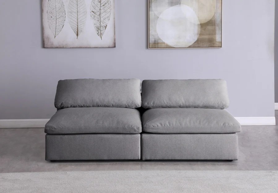 Serene Linen Textured Fabric Deluxe Comfort Modular Armless Sofa - Image 10
