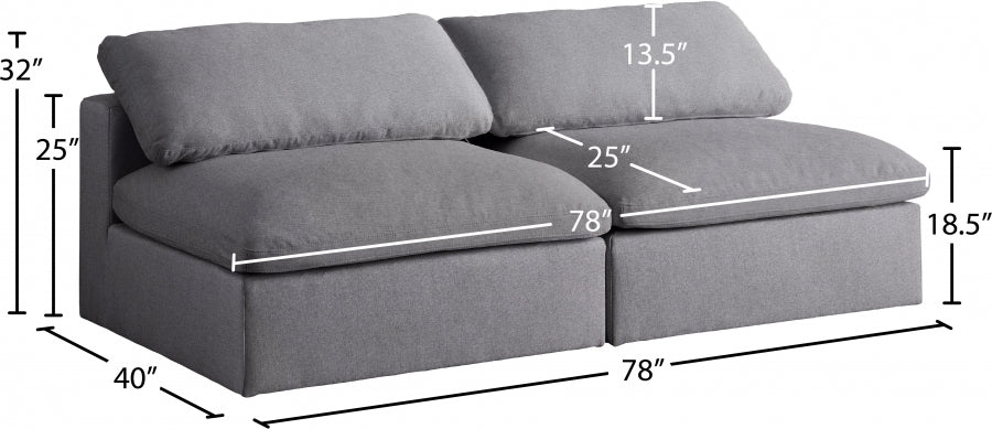 Serene Linen Textured Fabric Deluxe Comfort Modular Armless Sofa - Image 12