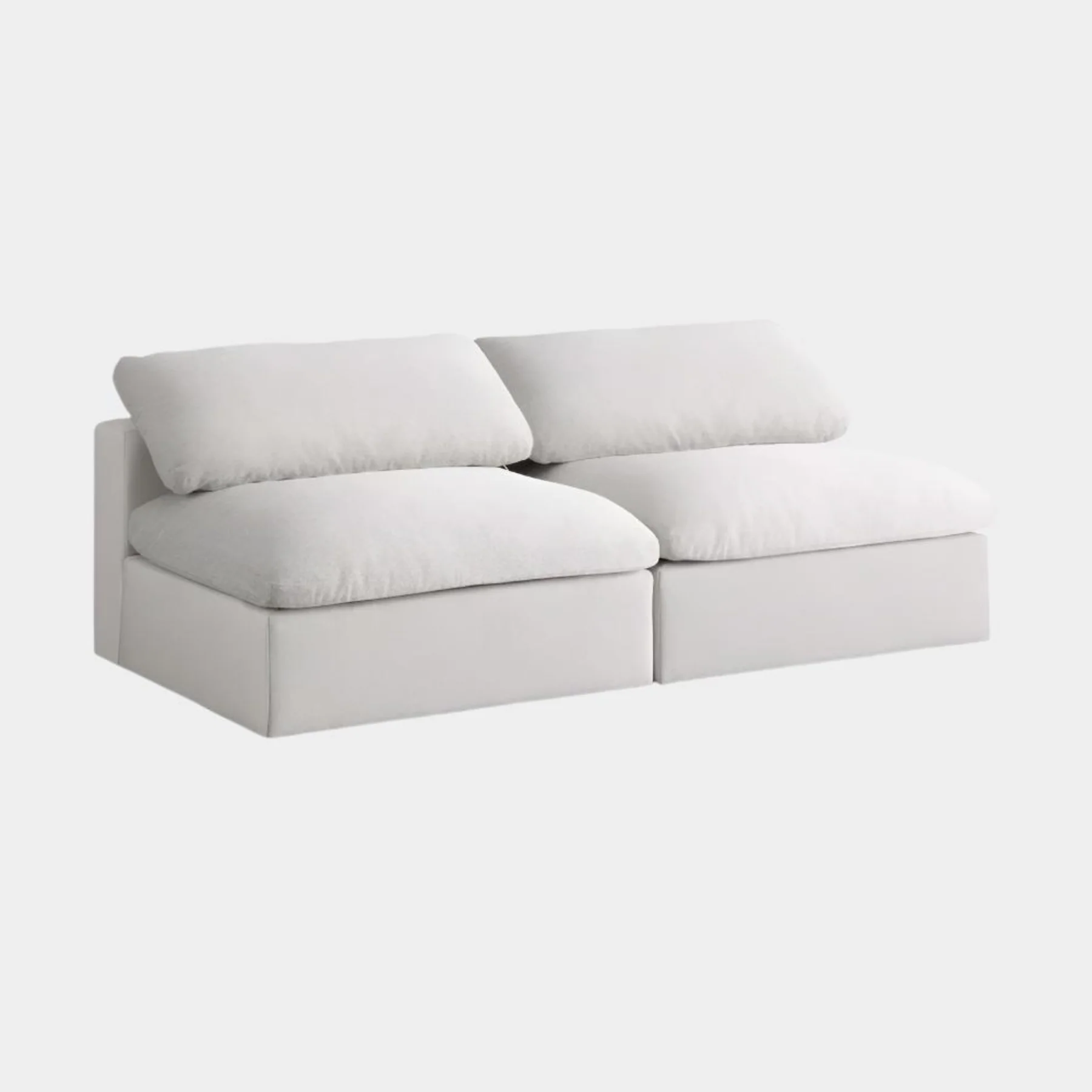 Serene Linen Textured Fabric Deluxe Comfort Modular Armless Sofa - Image 14