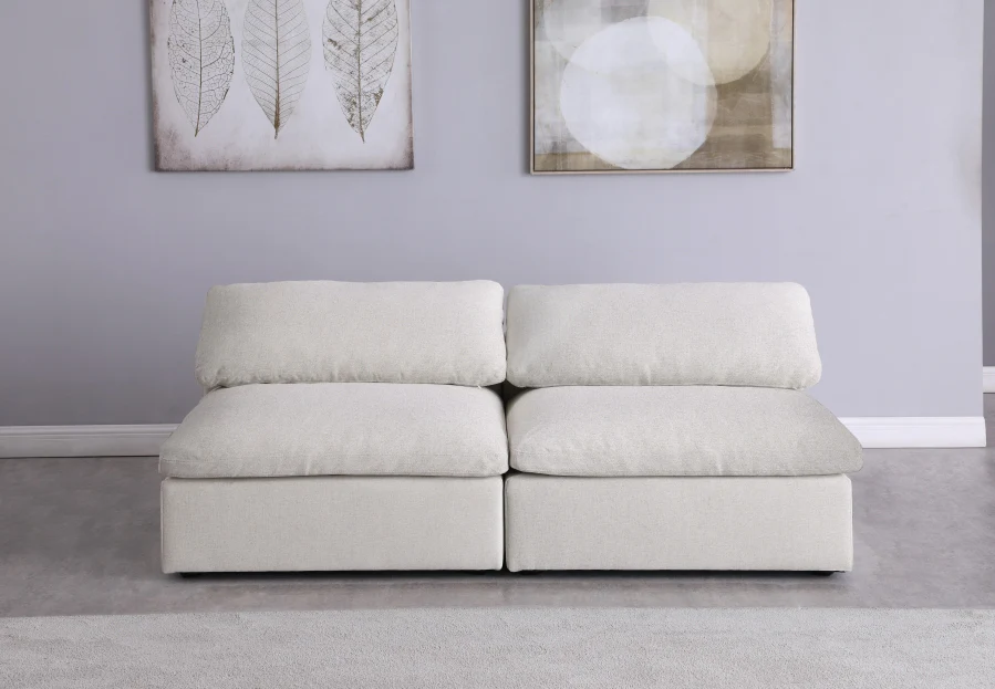 Serene Linen Textured Fabric Deluxe Comfort Modular Armless Sofa - Image 16