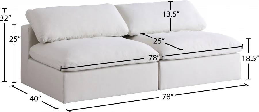 Serene Linen Textured Fabric Deluxe Comfort Modular Armless Sofa - Image 19