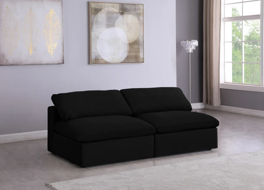 Serene Linen Textured Fabric Deluxe Comfort Modular Armless Sofa - Image 2