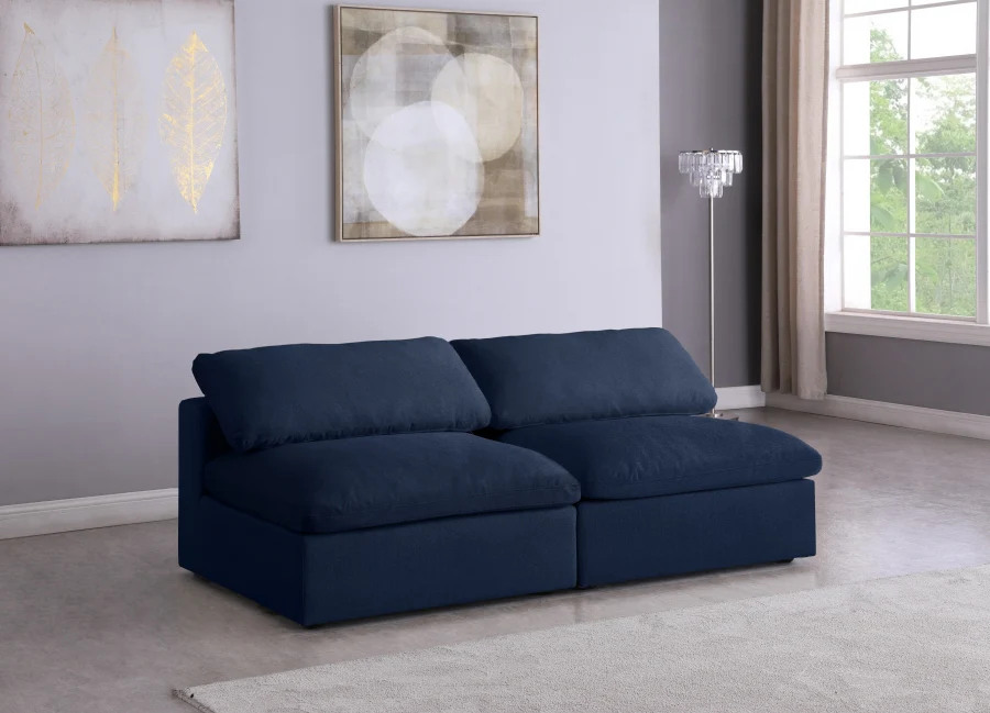 Serene Linen Textured Fabric Deluxe Comfort Modular Armless Sofa - Image 22
