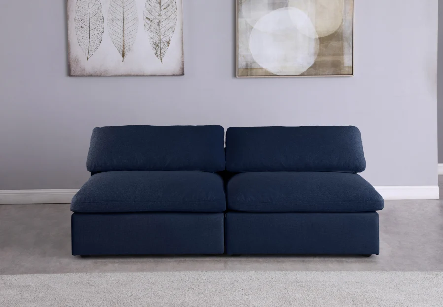 Serene Linen Textured Fabric Deluxe Comfort Modular Armless Sofa - Image 23