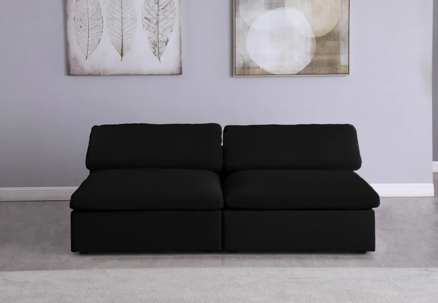 Serene Linen Textured Fabric Deluxe Comfort Modular Armless Sofa - Image 3