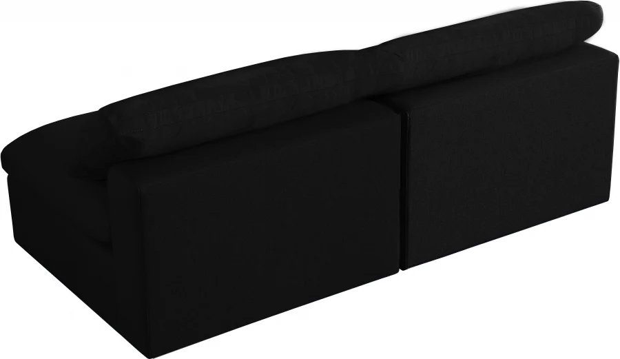 Serene Linen Textured Fabric Deluxe Comfort Modular Armless Sofa - Image 4