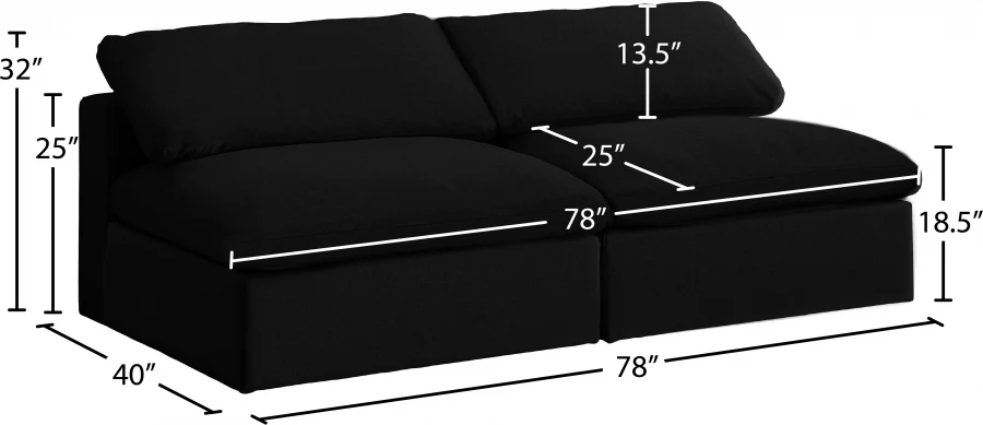 Serene Linen Textured Fabric Deluxe Comfort Modular Armless Sofa - Image 6
