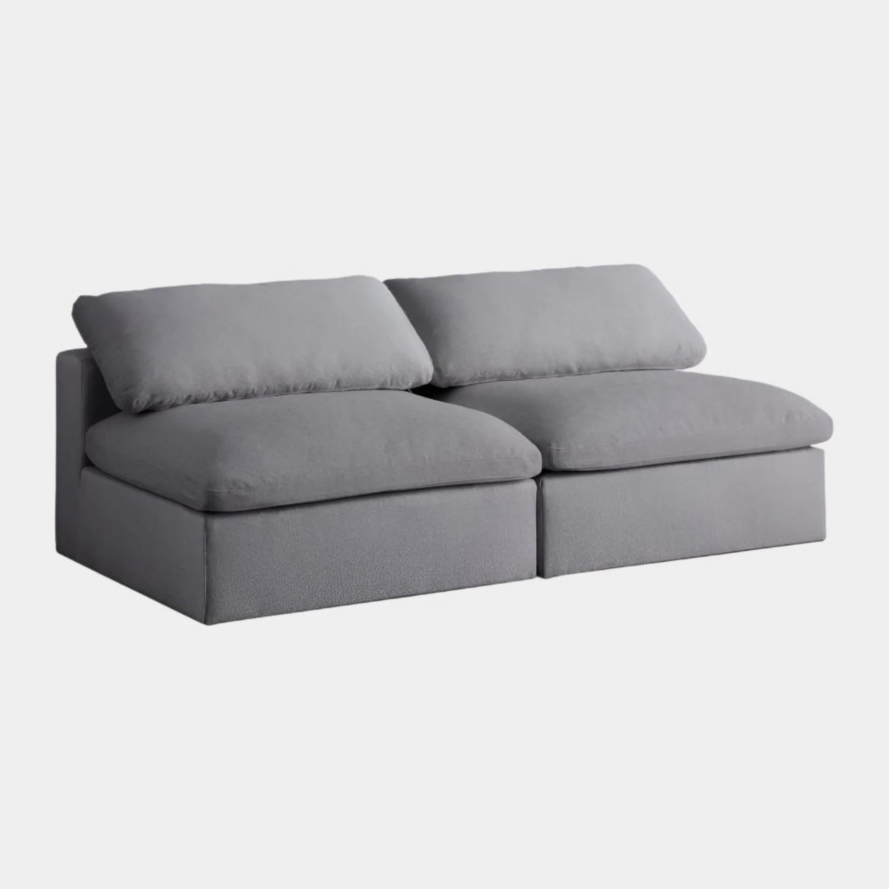 Serene Linen Textured Fabric Deluxe Comfort Modular Armless Sofa - Image 8