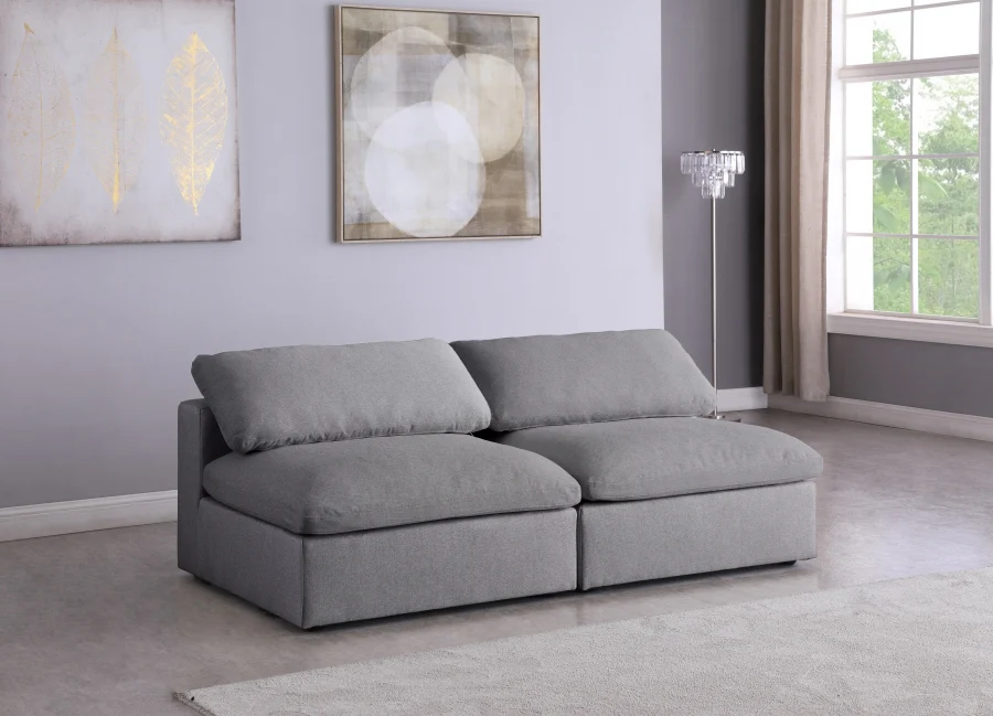 Serene Linen Textured Fabric Deluxe Comfort Modular Armless Sofa - Image 9