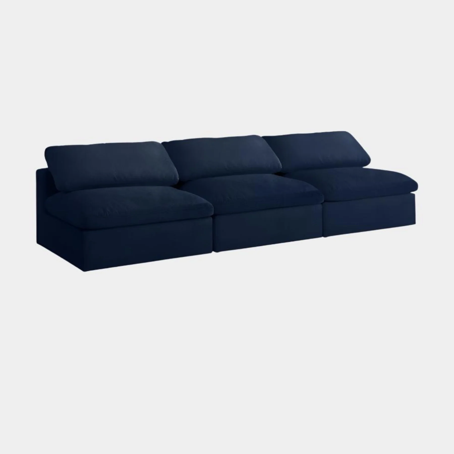 Serene Linen Textured Fabric Deluxe Comfort Modular Armless Sofa - Image 21