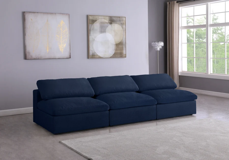 Serene Linen Textured Fabric Deluxe Comfort Modular Armless Sofa - Image 22