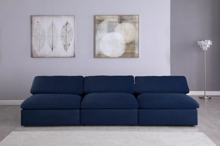 Serene Linen Textured Fabric Deluxe Comfort Modular Armless Sofa - Image 23