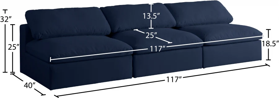 Serene Linen Textured Fabric Deluxe Comfort Modular Armless Sofa - Image 26
