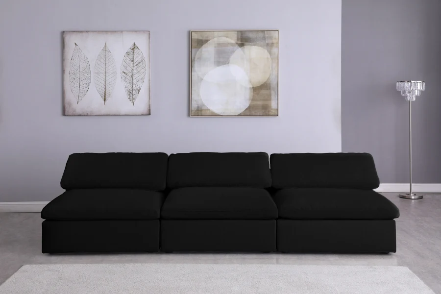 Serene Linen Textured Fabric Deluxe Comfort Modular Armless Sofa - Image 3