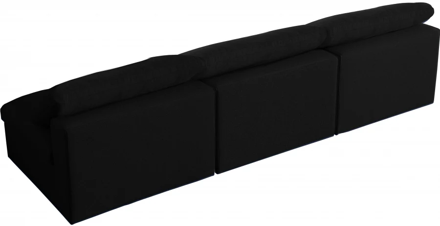 Serene Linen Textured Fabric Deluxe Comfort Modular Armless Sofa - Image 4