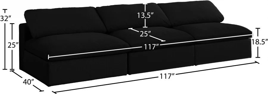 Serene Linen Textured Fabric Deluxe Comfort Modular Armless Sofa - Image 6
