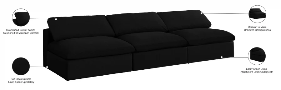 Serene Linen Textured Fabric Deluxe Comfort Modular Armless Sofa - Image 7