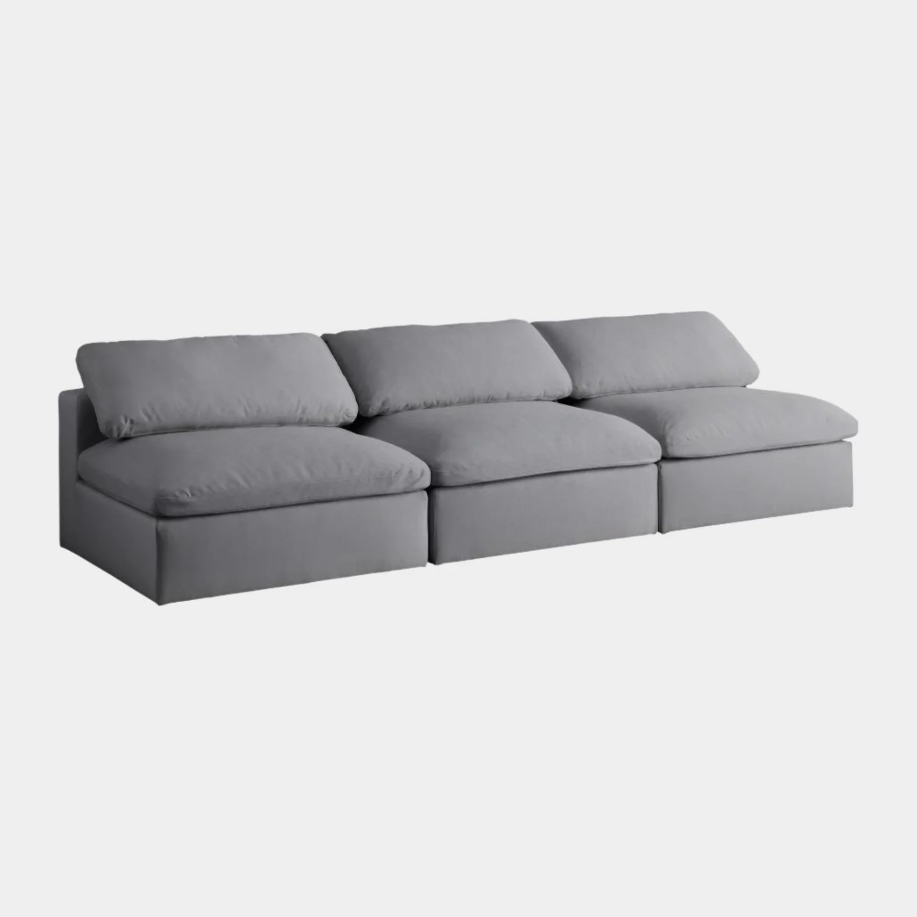 Serene Linen Textured Fabric Deluxe Comfort Modular Armless Sofa - Image 8