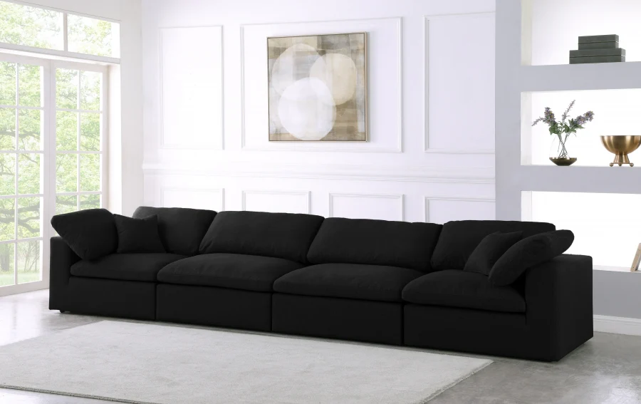 Serene Linen Textured Fabric Deluxe Comfort Modular Sofa - Image 11