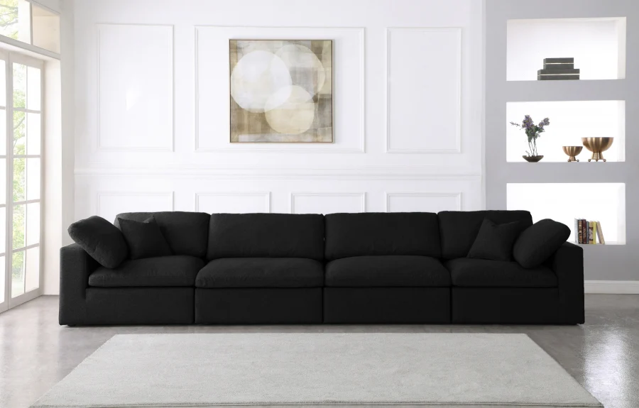 Serene Linen Textured Fabric Deluxe Comfort Modular Sofa - Image 12