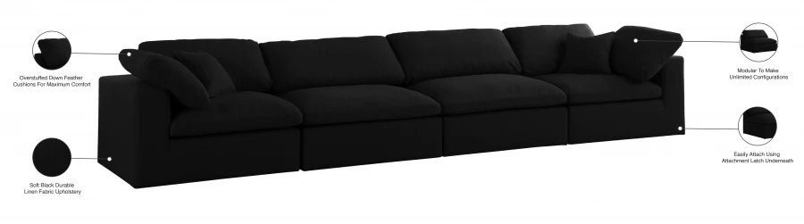 Serene Linen Textured Fabric Deluxe Comfort Modular Sofa - Image 18