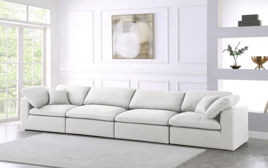 Serene Linen Textured Fabric Deluxe Comfort Modular Sofa - Image 2