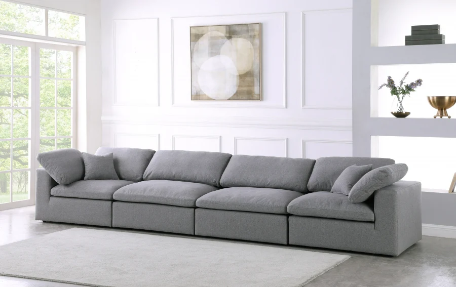 Serene Linen Textured Fabric Deluxe Comfort Modular Sofa - Image 20