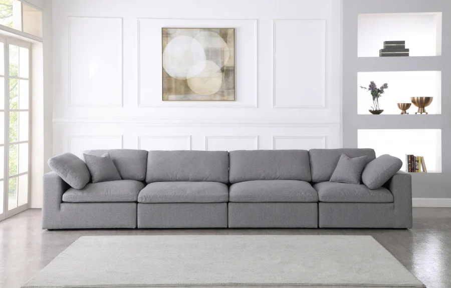 Serene Linen Textured Fabric Deluxe Comfort Modular Sofa - Image 21