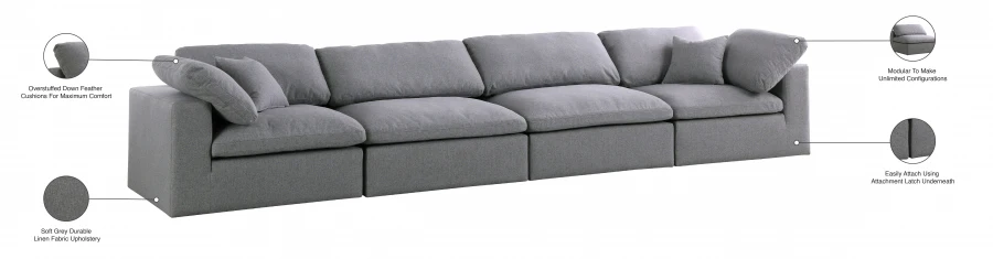 Serene Linen Textured Fabric Deluxe Comfort Modular Sofa - Image 27