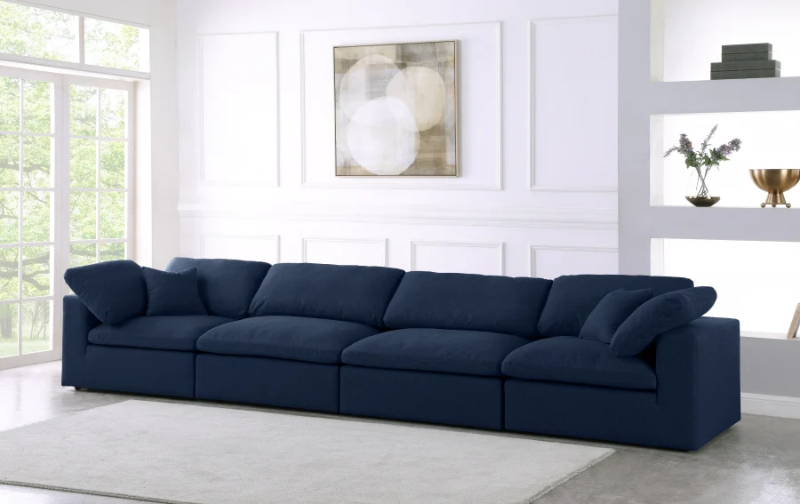Serene Linen Textured Fabric Deluxe Comfort Modular Sofa - Image 29