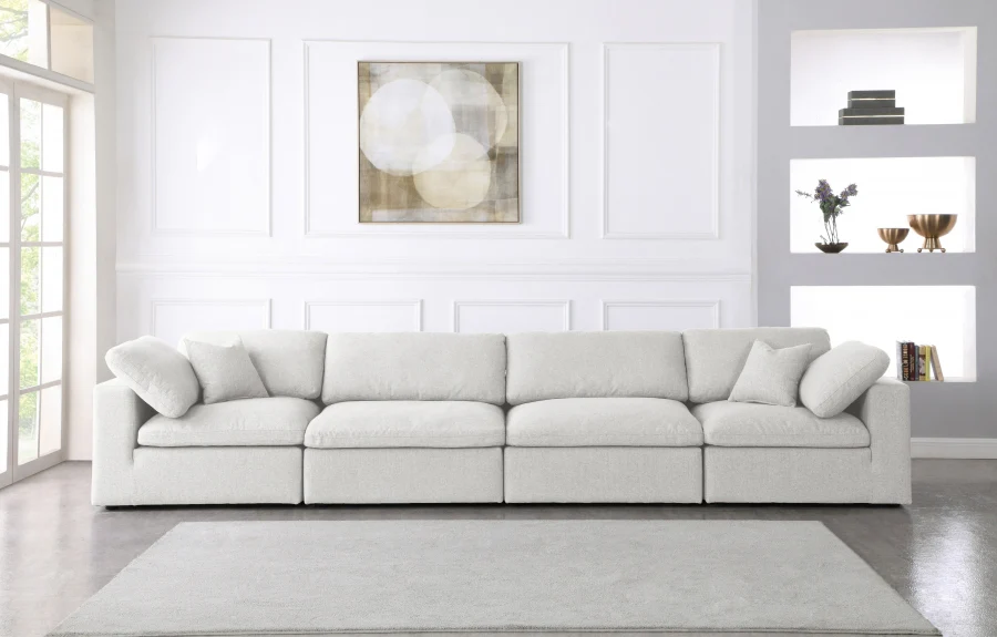 Serene Linen Textured Fabric Deluxe Comfort Modular Sofa - Image 3
