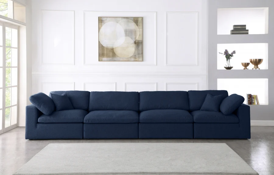 Serene Linen Textured Fabric Deluxe Comfort Modular Sofa - Image 30